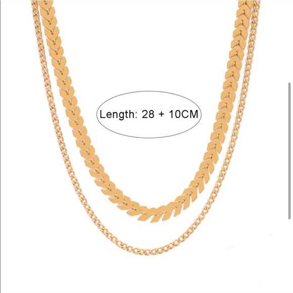 3/$20 2 Layer Chevron & Chain Gold Choker - Picture 4 of 5